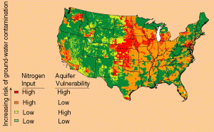 Nitrate contamination risk map.