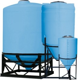 300 Gallon Light Blue Cone Bottom Tank