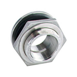 1" 316 SS Female NPT Bulkhead Fitting w/ VITON Gasket