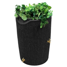 50 Gallon Black Impressions Bark Rain Saver Rain Barrel
