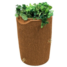 50 Gallon Terra Cotta Impressions Bark Rain Saver Rain Barrel