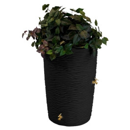 50 Gallon Black Impressions Palm Rain Saver Rain Barrel