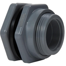 2" PVC Female NPT Bulkhead Fitting w/ EPDM Gasket