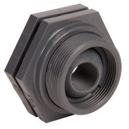 1" PVC Female NPT Self-Aligning Bulkhead Fitting w/ VITON Gasket