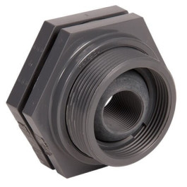 2" PP Female NPT Self-Aligning Bulkhead Fitting w/ VITON Gasket