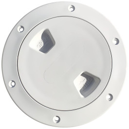 Installed 6" Inspection Lid - White Collar, White Lid